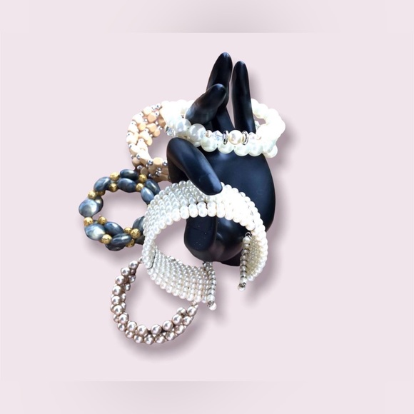 Vintage Jewelry Pearl Costume Bracelets Lot - Picture 8 of 11